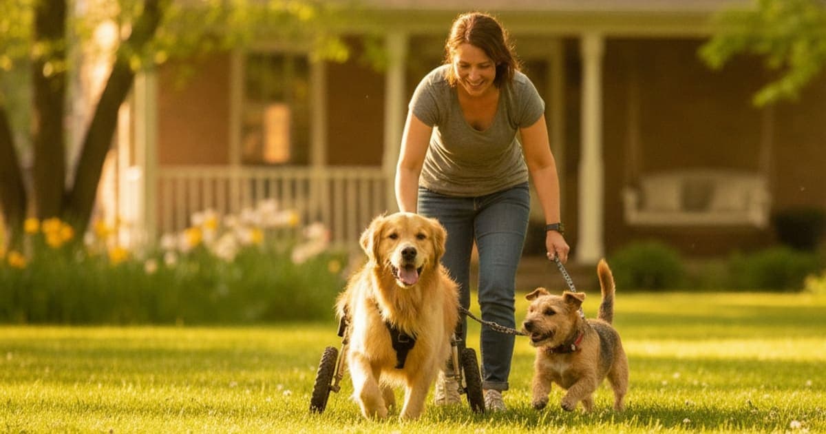 A dog being cared for at home, illustrating how much does dog spinal injury care cost? (2026)