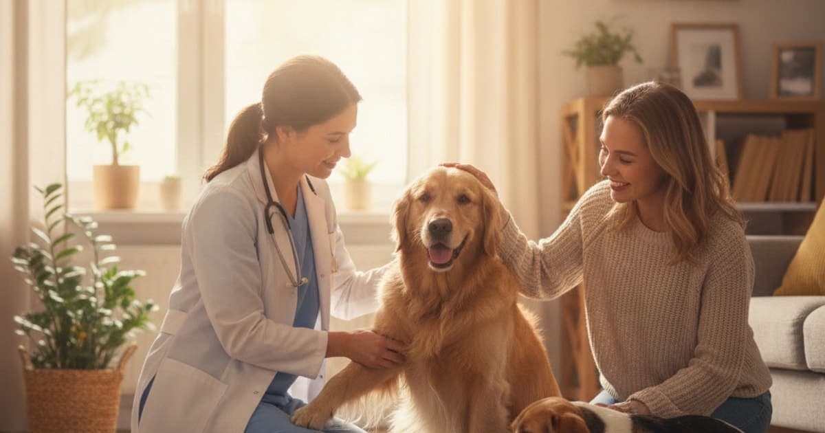 A dog being cared for at home, illustrating how much does a dog stress fracture cost? (vet bills)