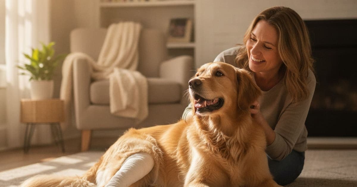 A dog being cared for at home, illustrating how much does it cost to treat torn acl in dogs