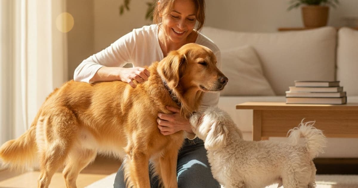 A dog being cared for at home, illustrating how much does vestibular disease care cost in dogs