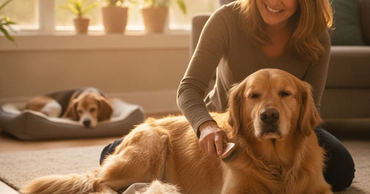 A dog being cared for at home, illustrating fix dog hair loss (at-home care that helps)
