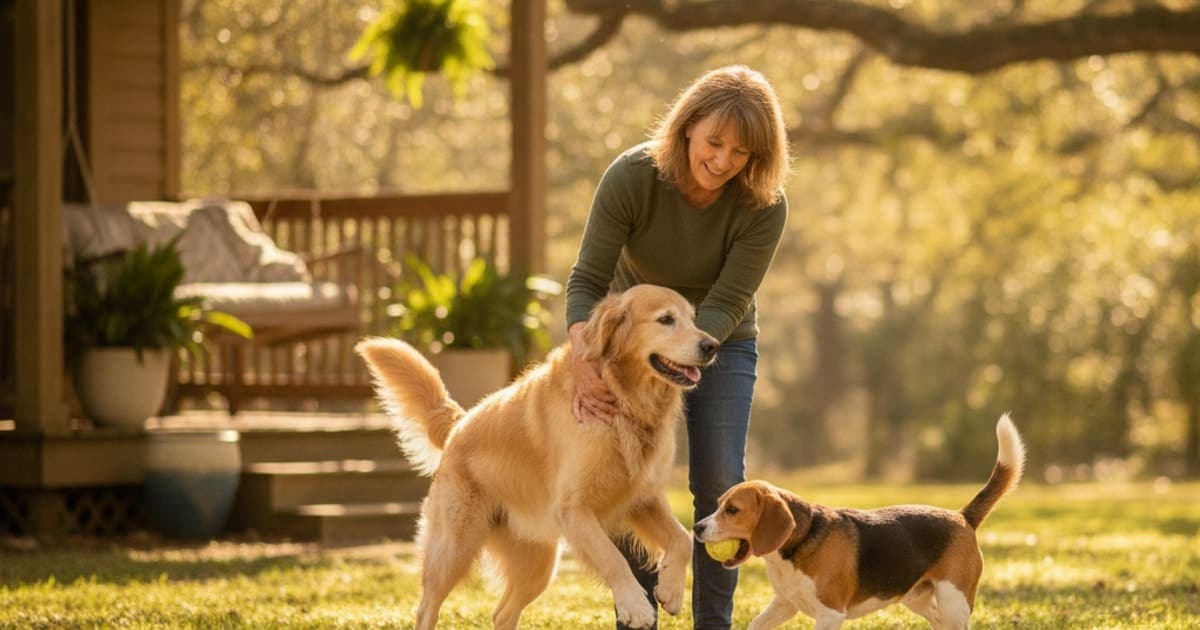 A dog being cared for at home, illustrating reduce arthritis in dogs (daily comfort plan)
