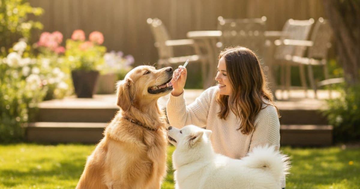 A dog being cared for at home, illustrating use bpc-157 for dogs (an owner's guide)