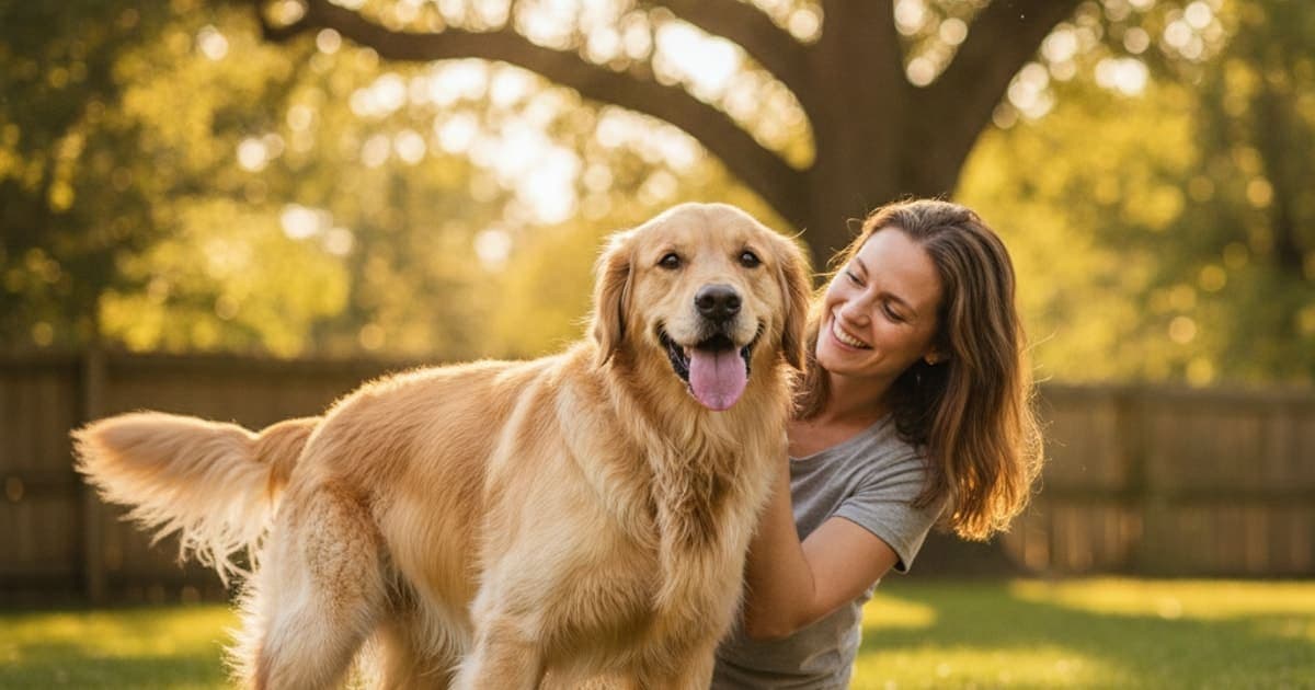 A dog being cared for at home, illustrating hyaluronic acid for dogs skin and eyes