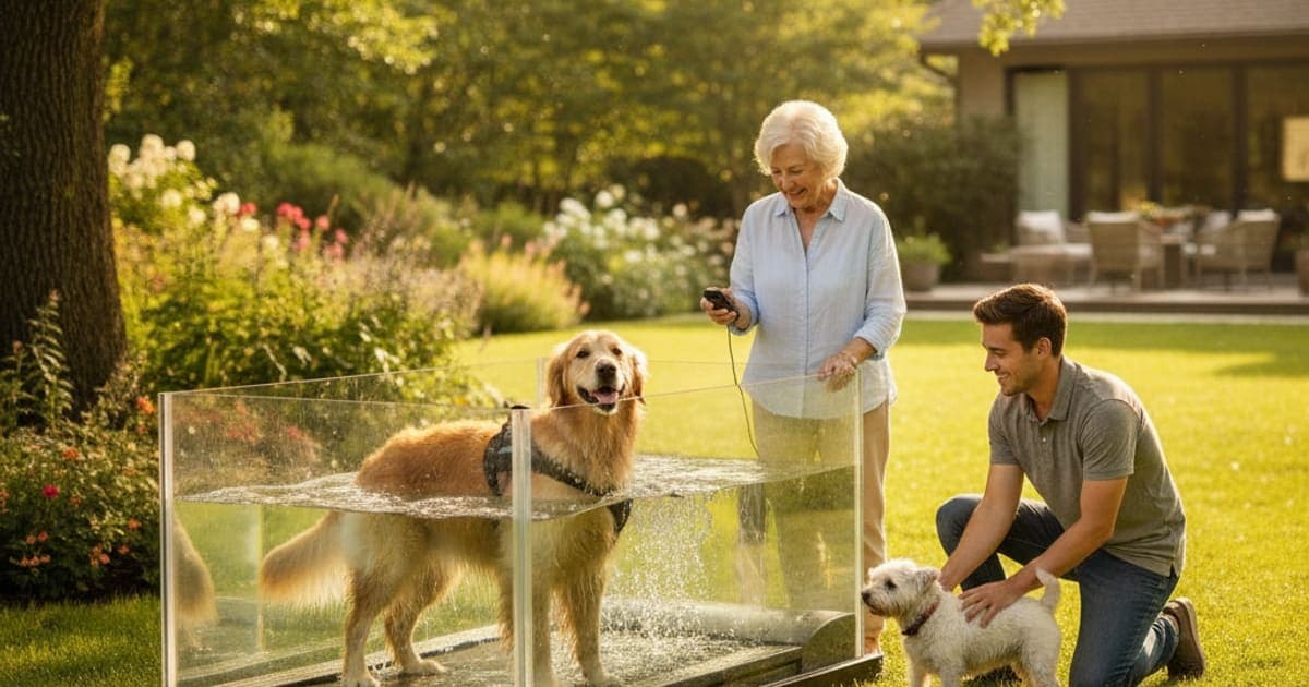 A dog being cared for at home, illustrating hydrotherapy alternatives for dogs: 2026 options compared