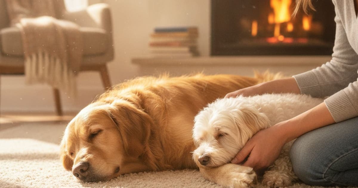 A dog being cared for at home, illustrating ibd in dogs: signs, causes and what helps