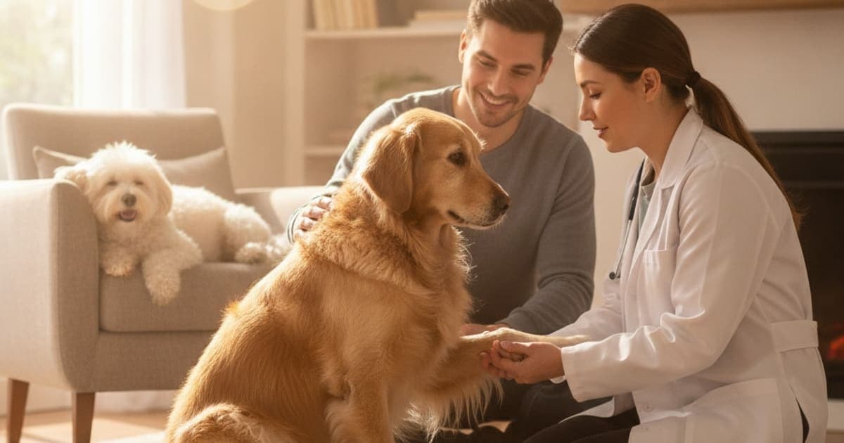 A dog being cared for at home, illustrating is a dog knuckling over an emergency? (warning signs)