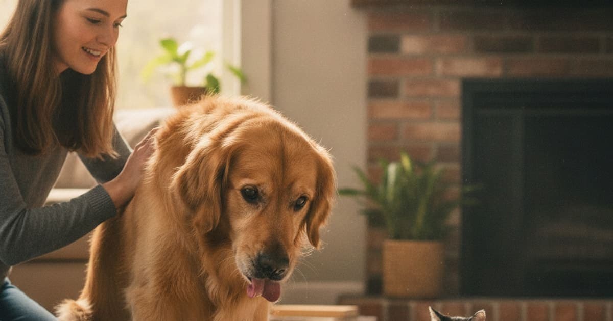 A dog being cared for at home, illustrating is a dog licking a paw constantly an emergency