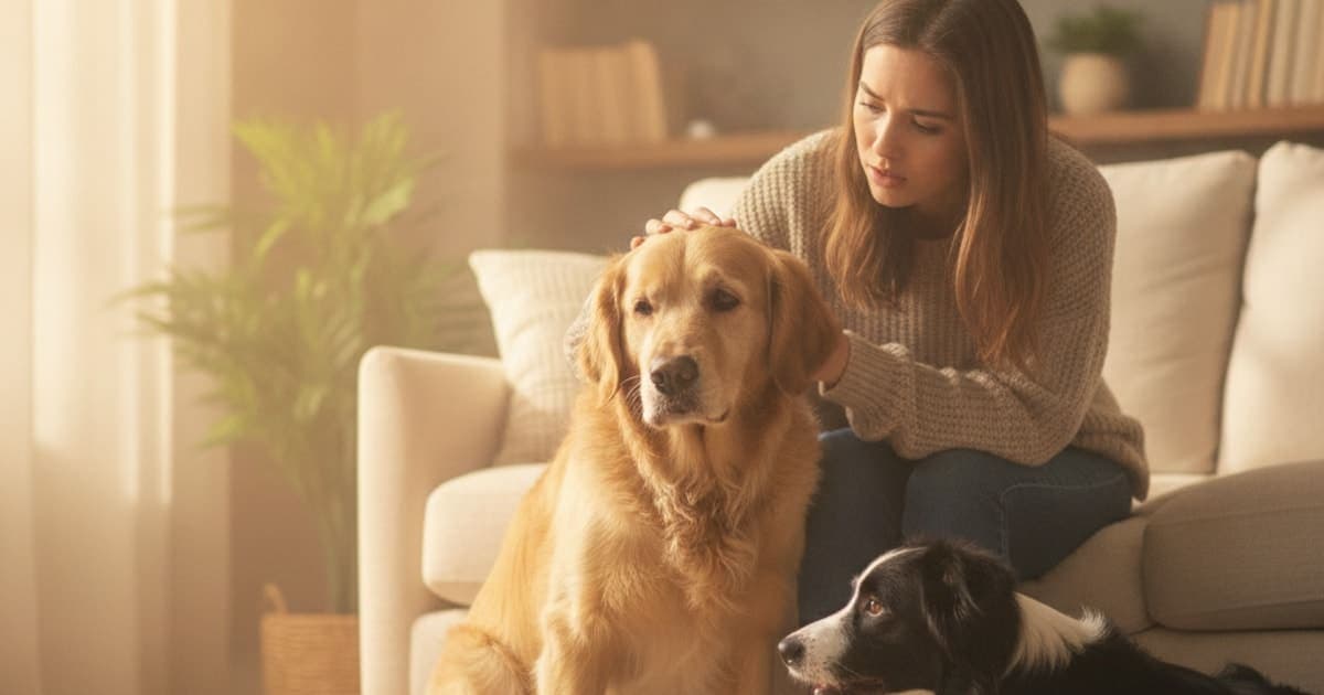 A dog being cared for at home, illustrating is a dog's loss of appetite with pain an emergency
