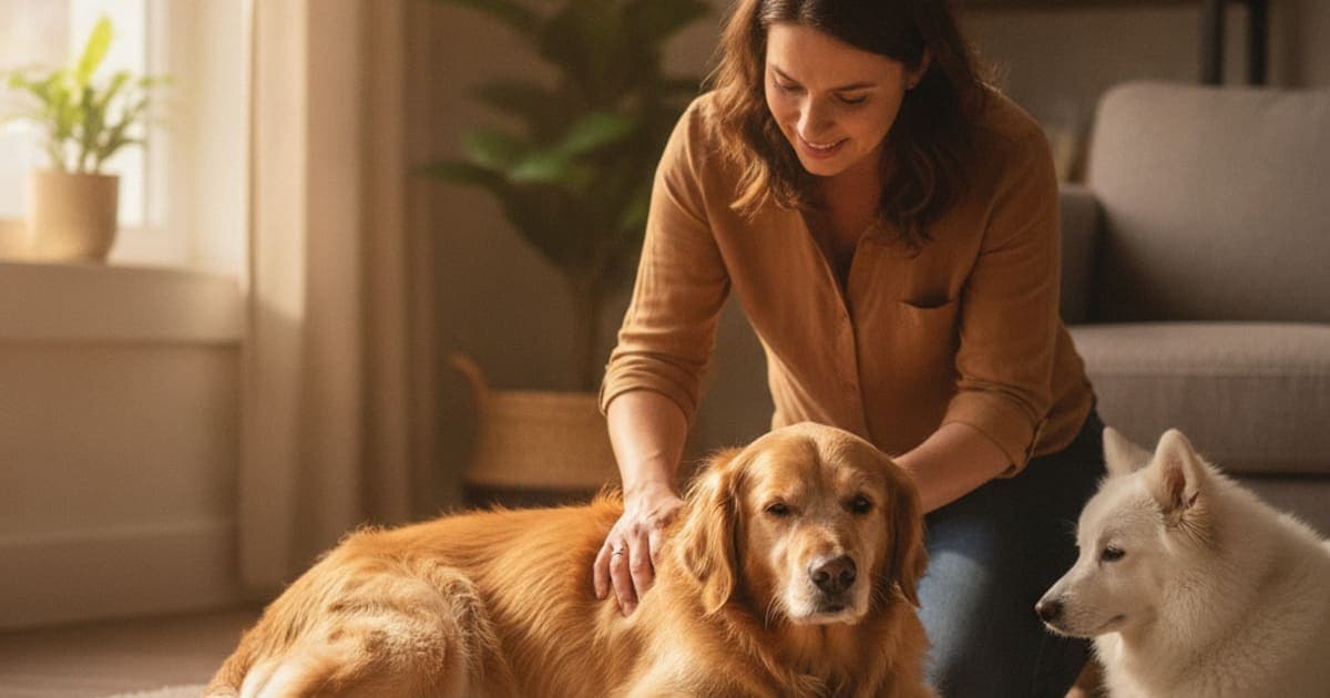 A dog being cared for at home, illustrating is a dog sensitive lower back an emergency? (red flags)