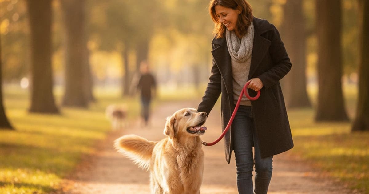 A dog being cared for at home, illustrating is a dog slowing down on walks an emergency? (red flags)