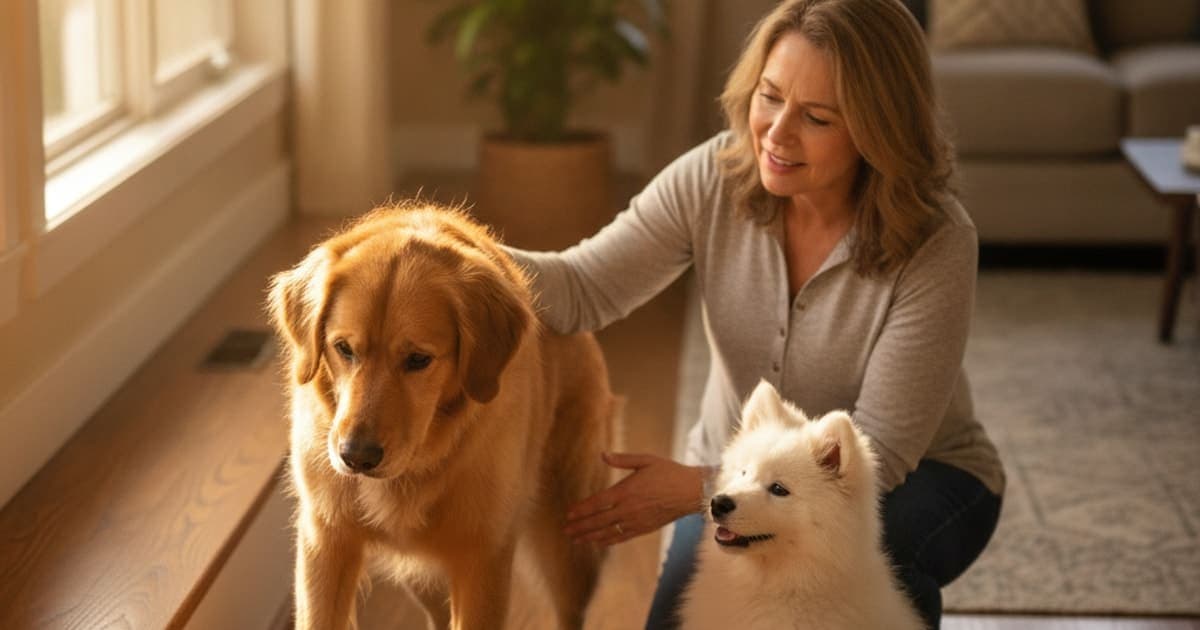 A dog being cared for at home, illustrating is a dog's trouble with stairs an emergency? (red flags)