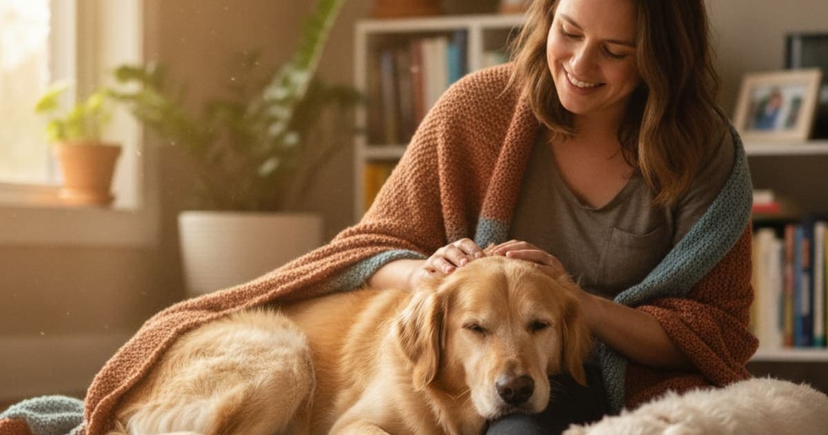 A dog being cared for at home, illustrating is amputation recovery in dogs painful? (what to expect)