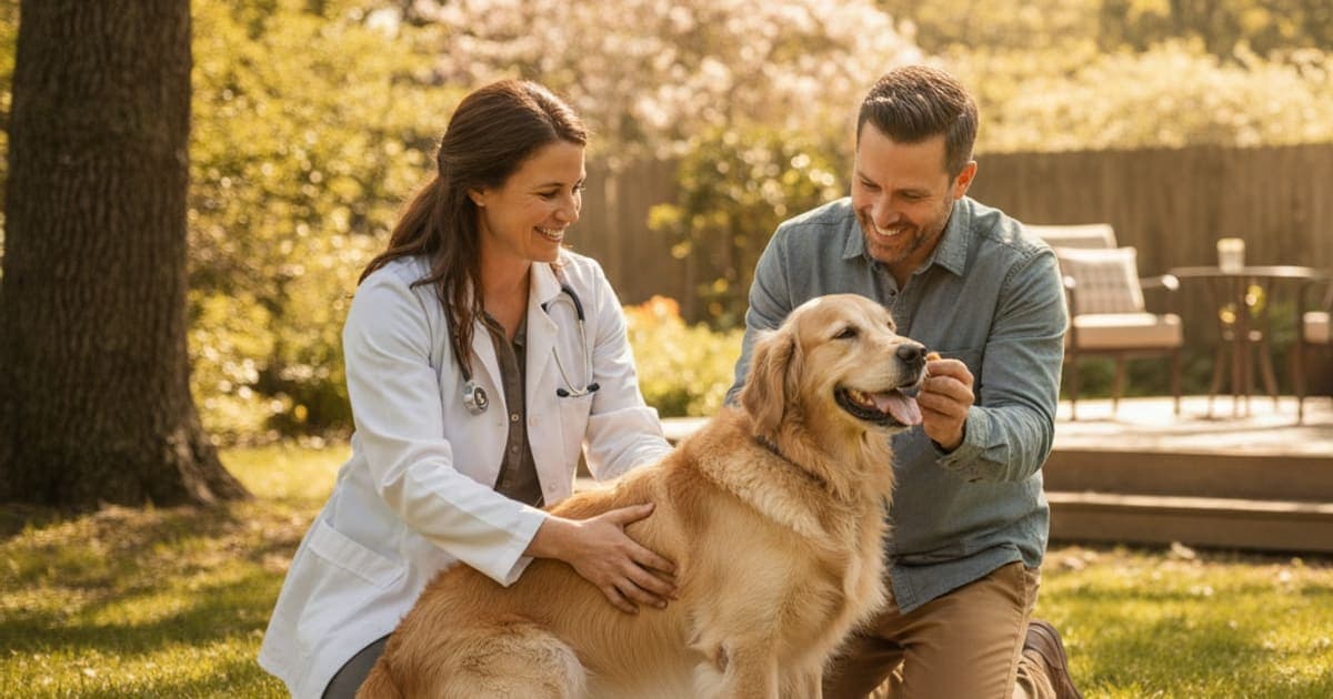 A dog being cared for at home, illustrating is canine hip dysplasia genetic? (heritability explained)