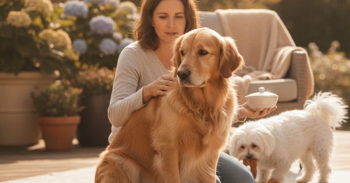 A dog being cared for at home, illustrating is chronic diarrhea in dogs painful? (what to watch for)