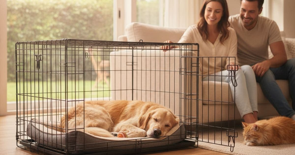 A dog being cared for at home, illustrating is crate rest in dogs painful? (what owners notice)