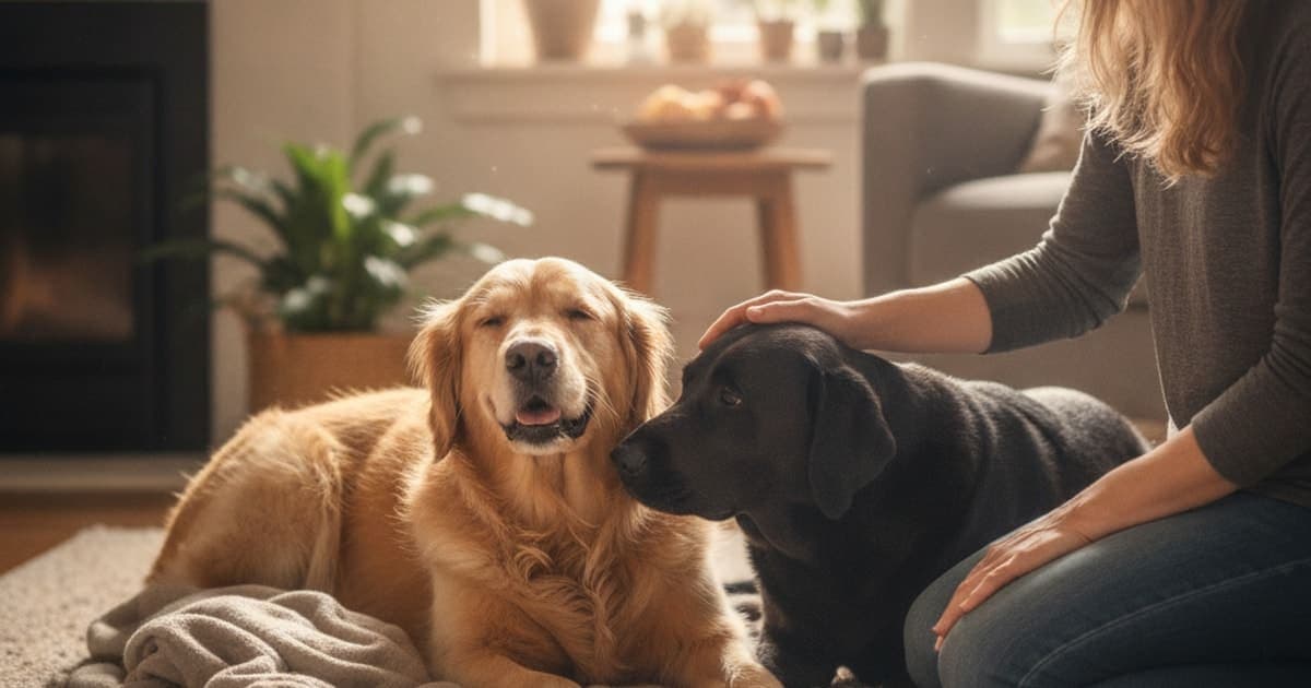 A dog being cared for at home, illustrating is elbow arthritis in dogs painful? (what owners miss)