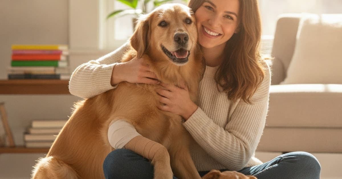 A dog being cared for at home, illustrating is elbow dysplasia in dogs painful? (pain explained)