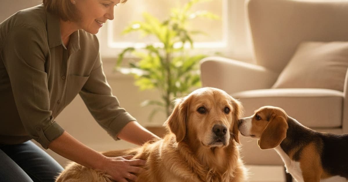 A dog being cared for at home, illustrating is hip dysplasia in dogs painful? (what owners should know)