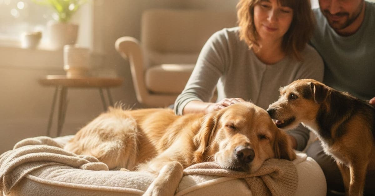 A dog being cared for at home, illustrating is hygroma in dogs painful? (what owners should know)