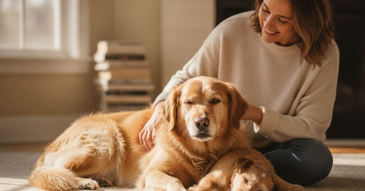 A dog being cared for at home, illustrating is iliopsoas strain in dogs painful? (what owners see)