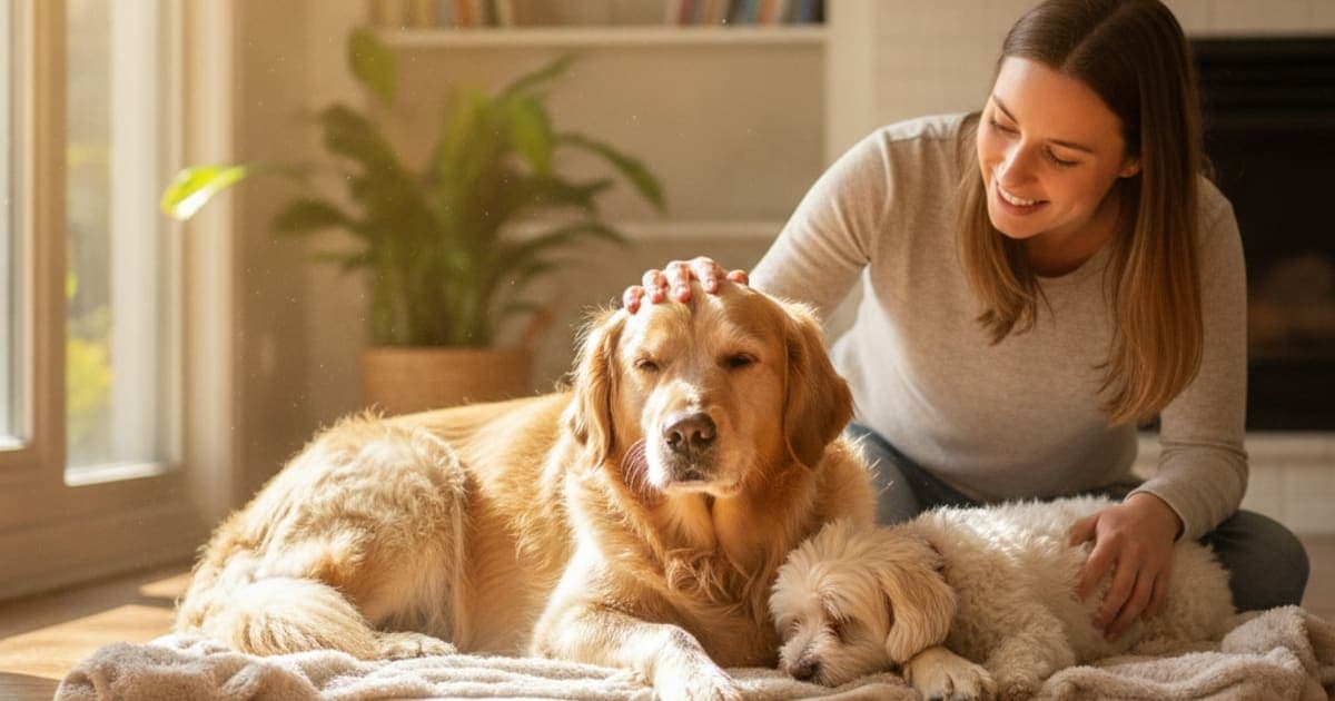 A dog being cared for at home, illustrating is ivdd in dogs painful? (what the pain looks like)