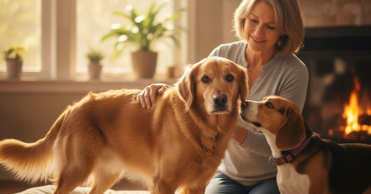 A dog being cared for at home, illustrating is osteoarthritis in dogs painful? (what owners miss)