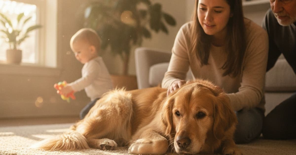 A dog being cared for at home, illustrating is a partial ccl tear in dogs painful? (signs to watch)