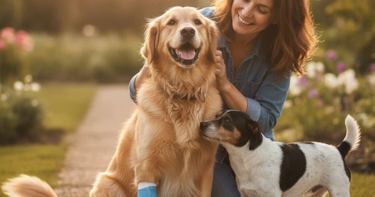 A dog being cared for at home, illustrating is sesamoid fracture in dogs painful? (signs explained)