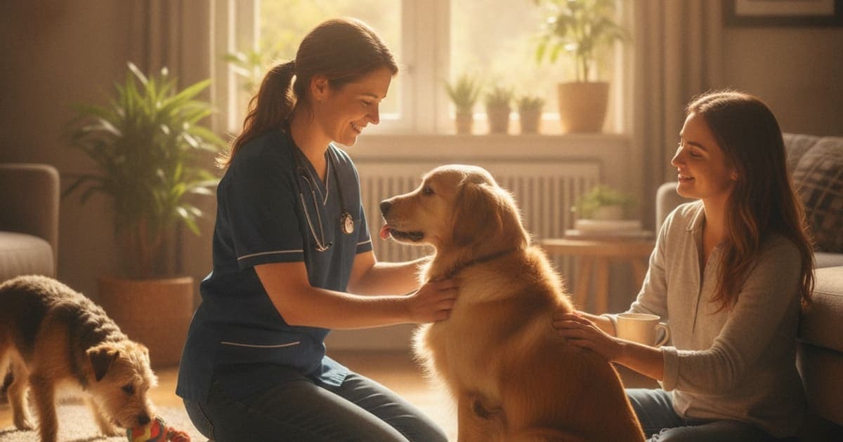 A dog being cared for at home, illustrating is shoulder ocd in dogs painful? (what owners notice)