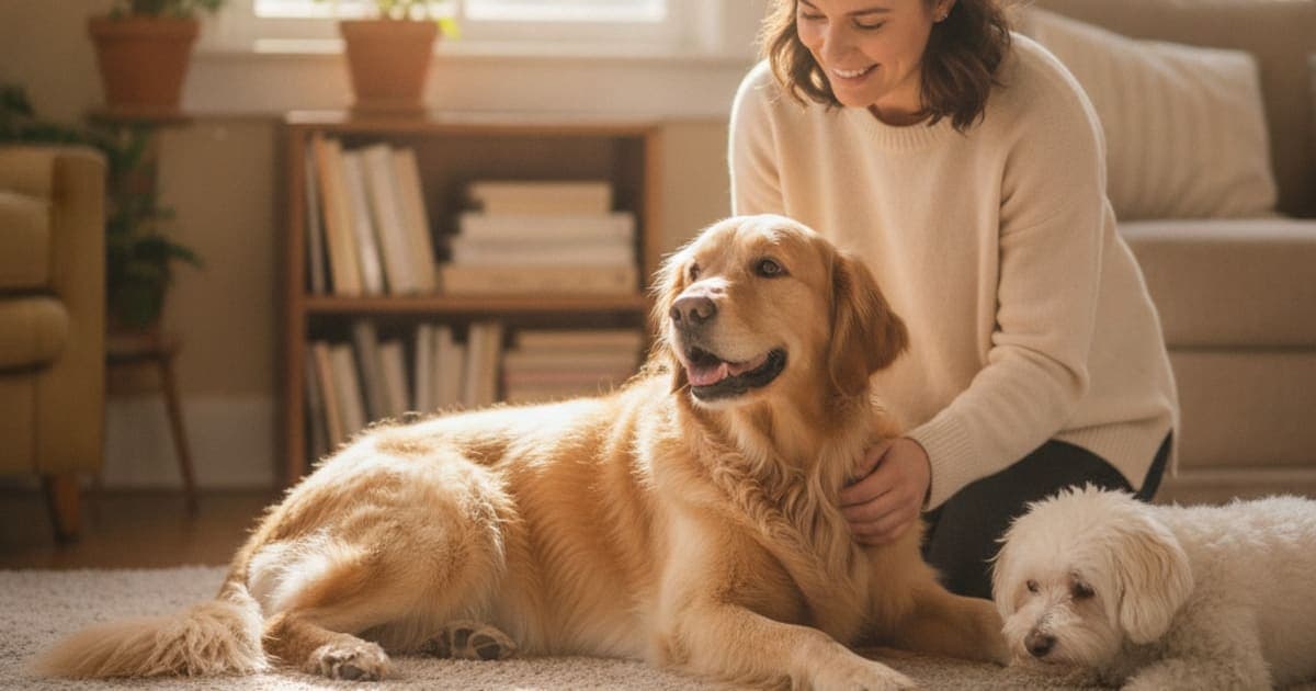 A dog being cared for at home, illustrating is soft tissue injury in dogs painful? (what to expect)