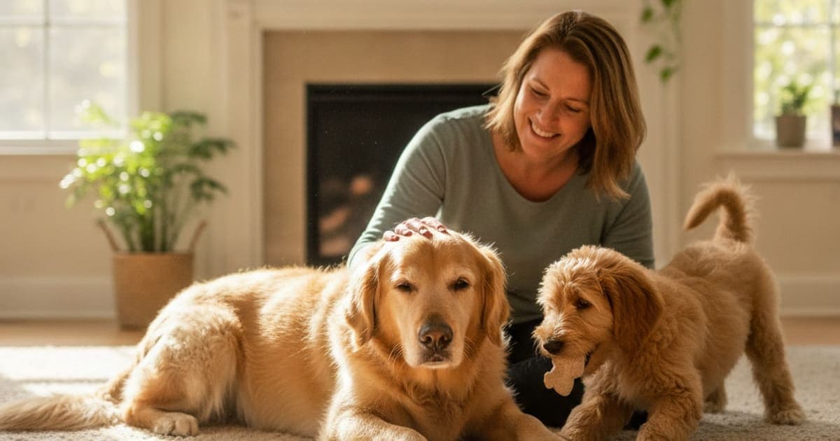A dog being cared for at home, illustrating is spondylosis in dogs painful? (what owners should know)