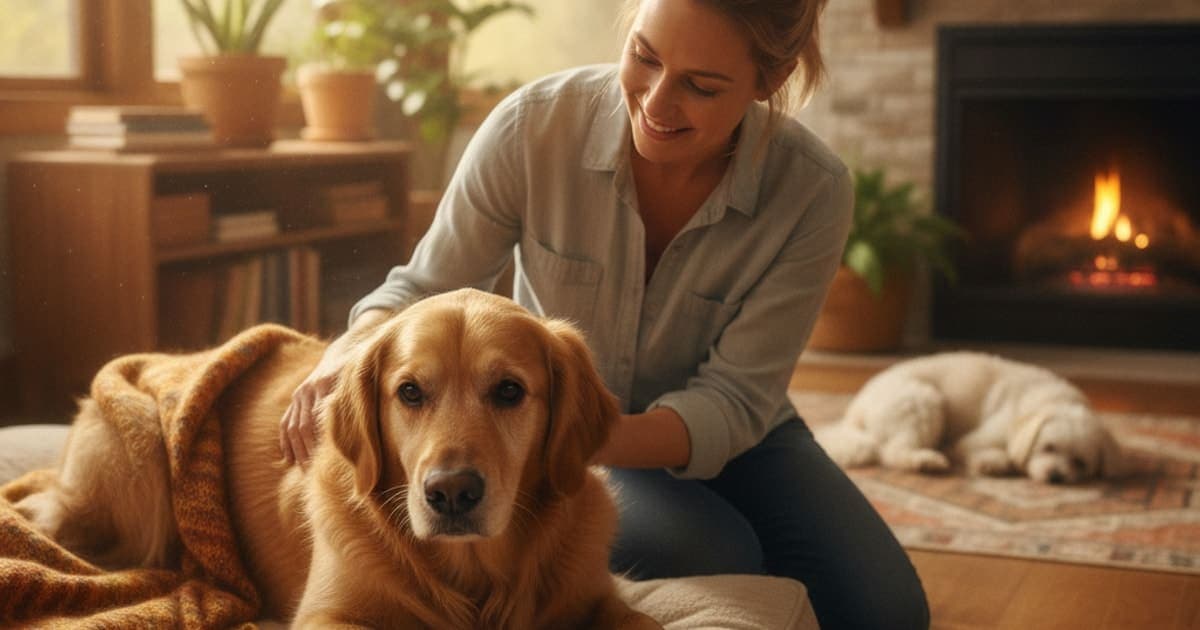 A dog being cared for at home, illustrating is sprained leg in dogs painful? (what owners should know)