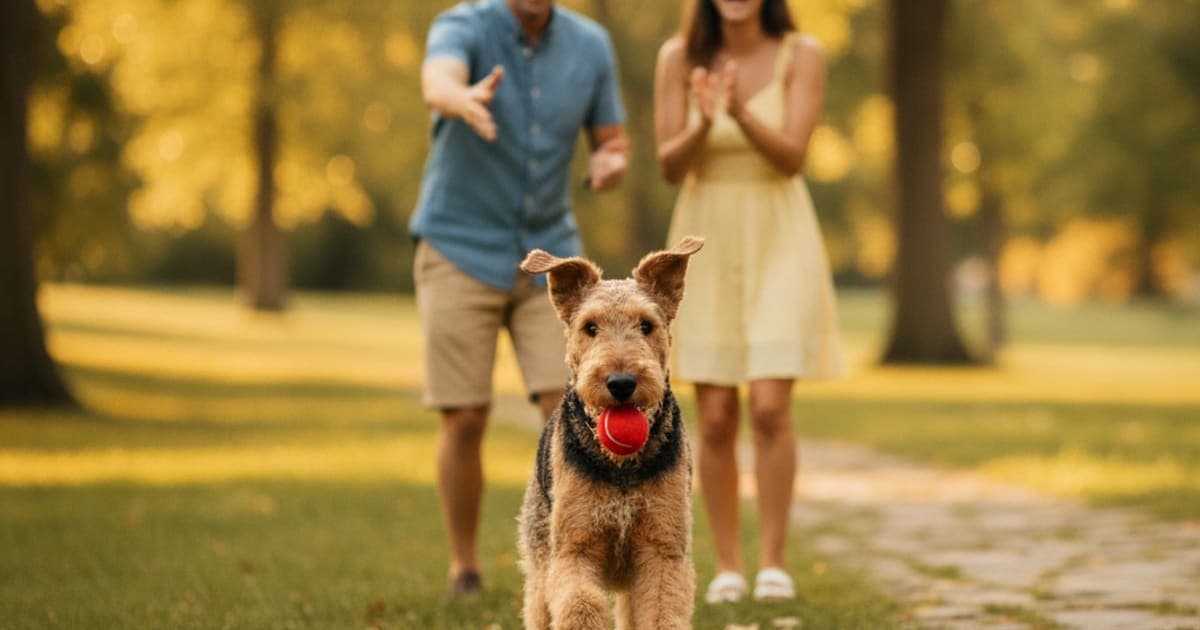 A dog being cared for at home, illustrating joint support for airedale terriers: what actually helps