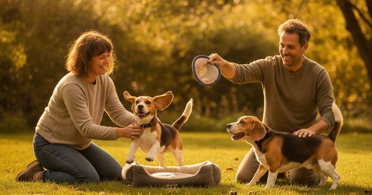 A dog being cared for at home, illustrating joint support for beagles: what actually helps