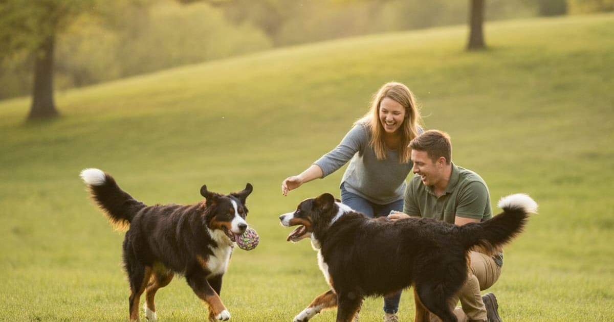A dog being cared for at home, illustrating joint support for bernese mountain dogs: what helps