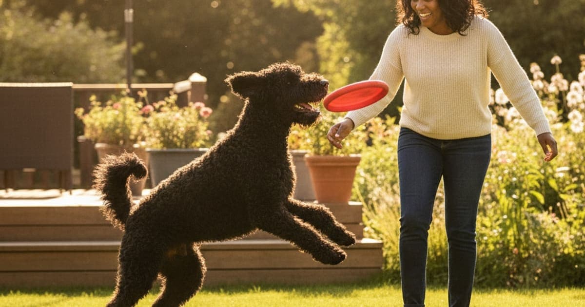 A dog being cared for at home, illustrating joint support for black russian terriers: what helps