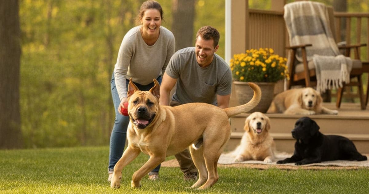 A dog being cared for at home, illustrating what helps joint problems in boerboels