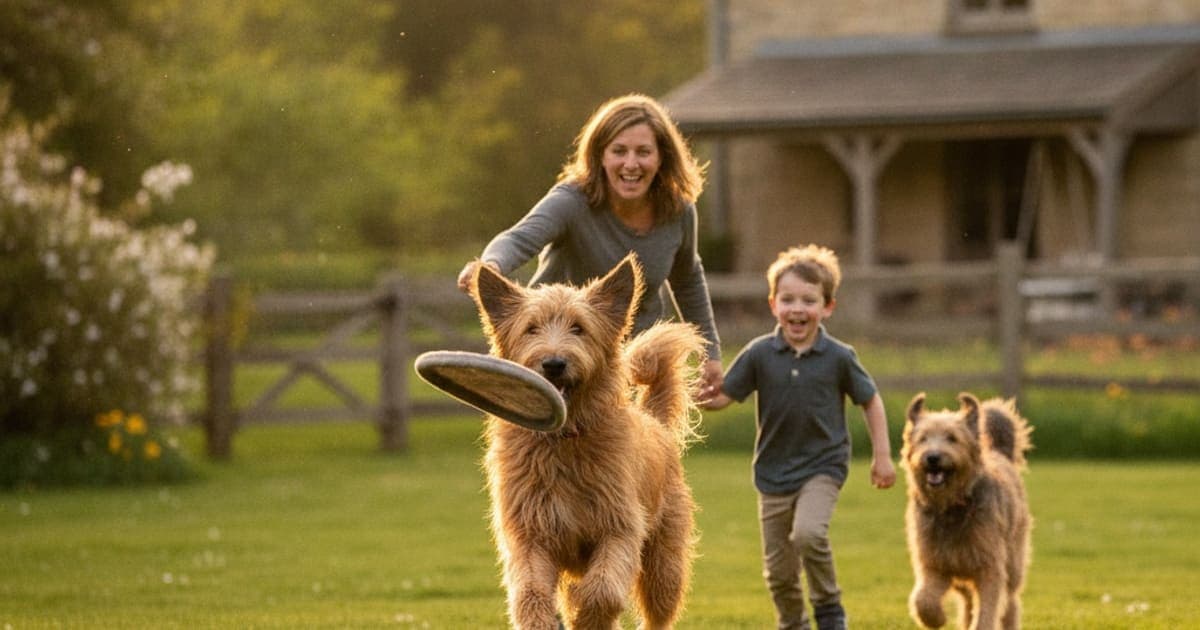 A dog being cared for at home, illustrating joint and ligament support for briards: what actually helps