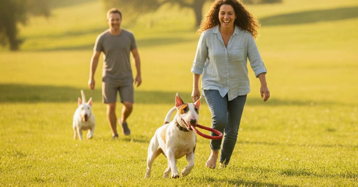 A dog being cared for at home, illustrating joint support for bull terriers: what actually helps