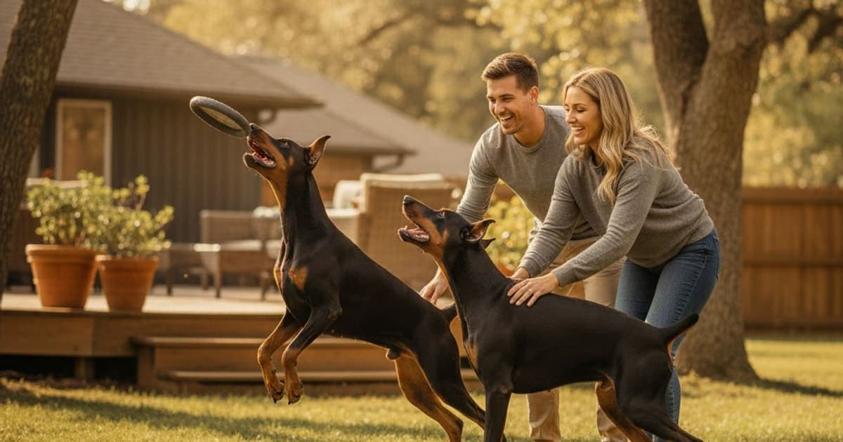 A dog being cared for at home, illustrating joint support for dobermans: what actually helps
