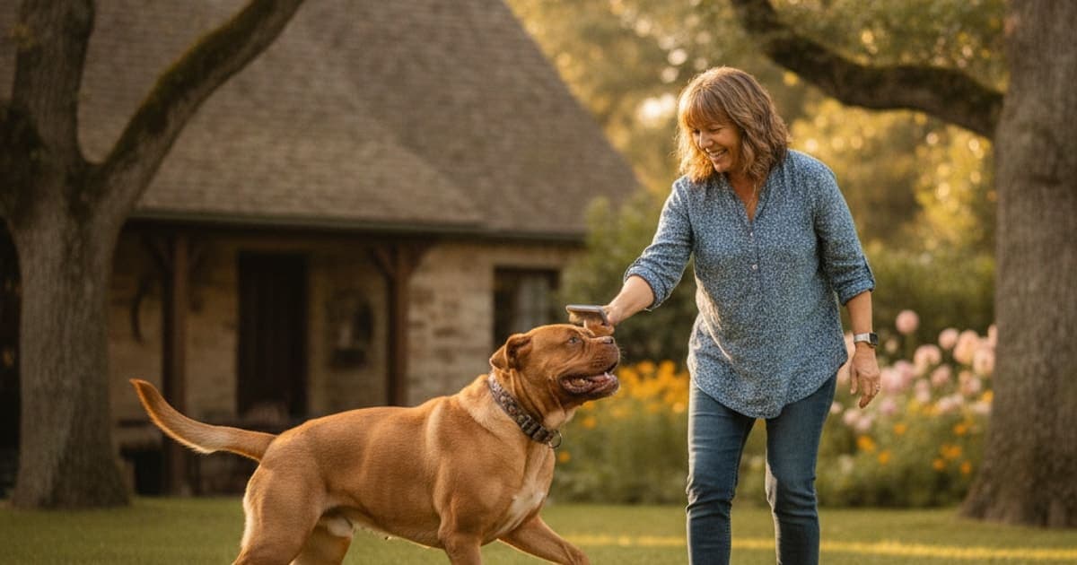 A dog being cared for at home, illustrating joint support for dogues de bordeaux: what actually helps