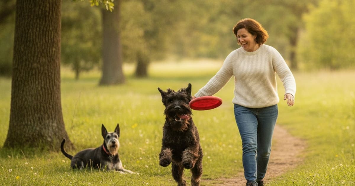 A dog being cared for at home, illustrating joint support for giant schnauzers: what actually helps