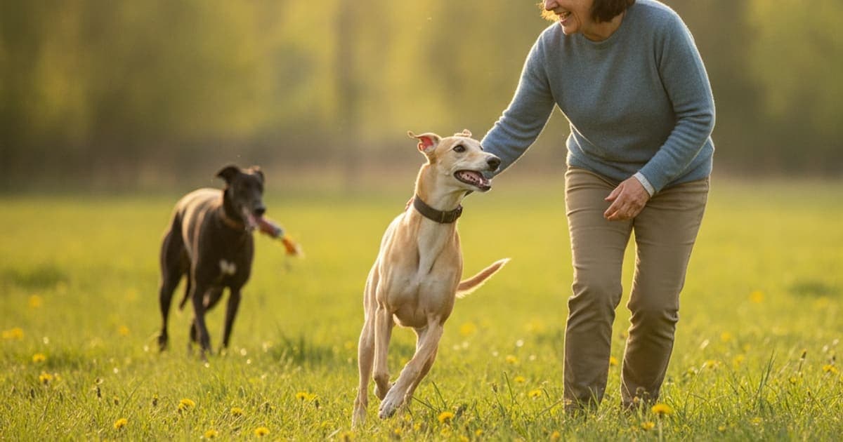 A dog being cared for at home, illustrating joint support for greyhounds: what actually helps