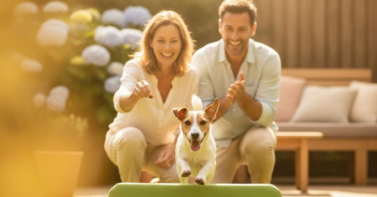A dog being cared for at home, illustrating joint support for jack russell terriers
