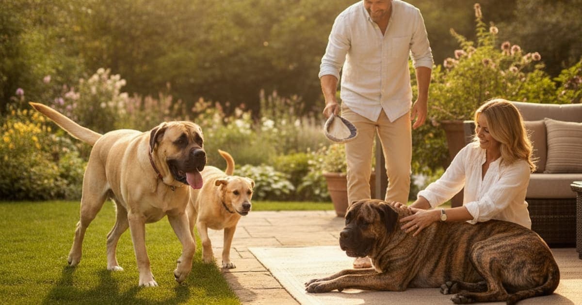 A dog being cared for at home, illustrating joint support for mastiffs: what actually helps