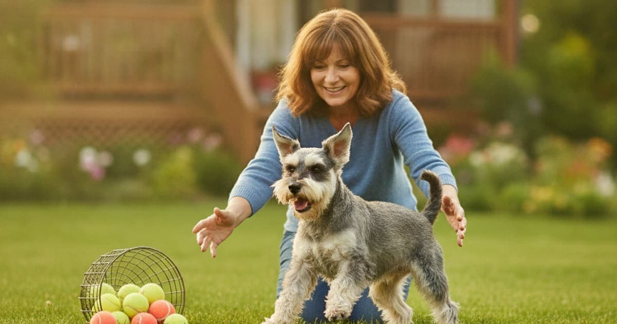 A dog being cared for at home, illustrating joint support for miniature schnauzers: what helps