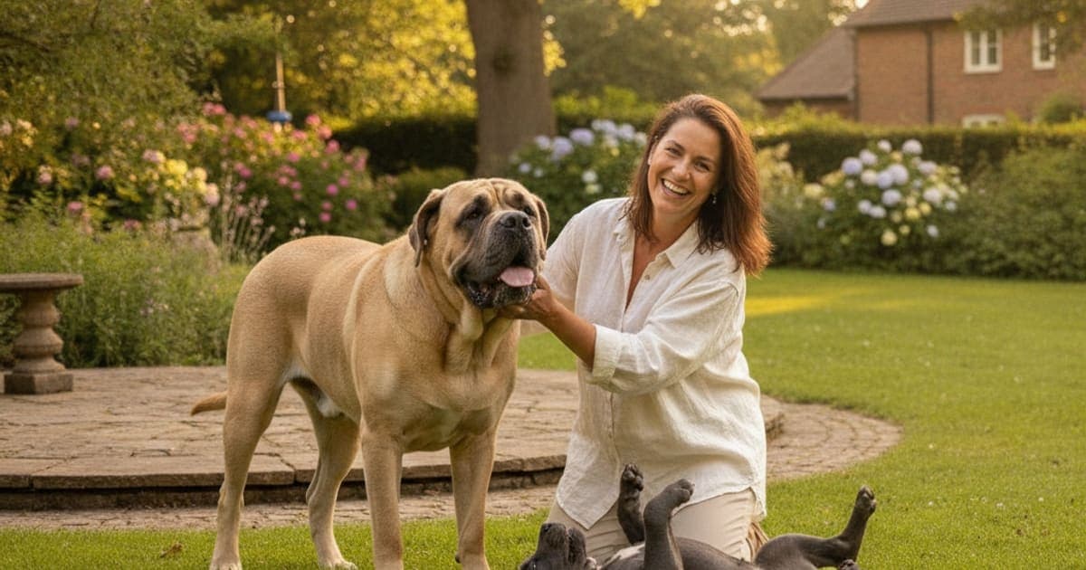 A dog being cared for at home, illustrating joint support for neapolitan mastiffs