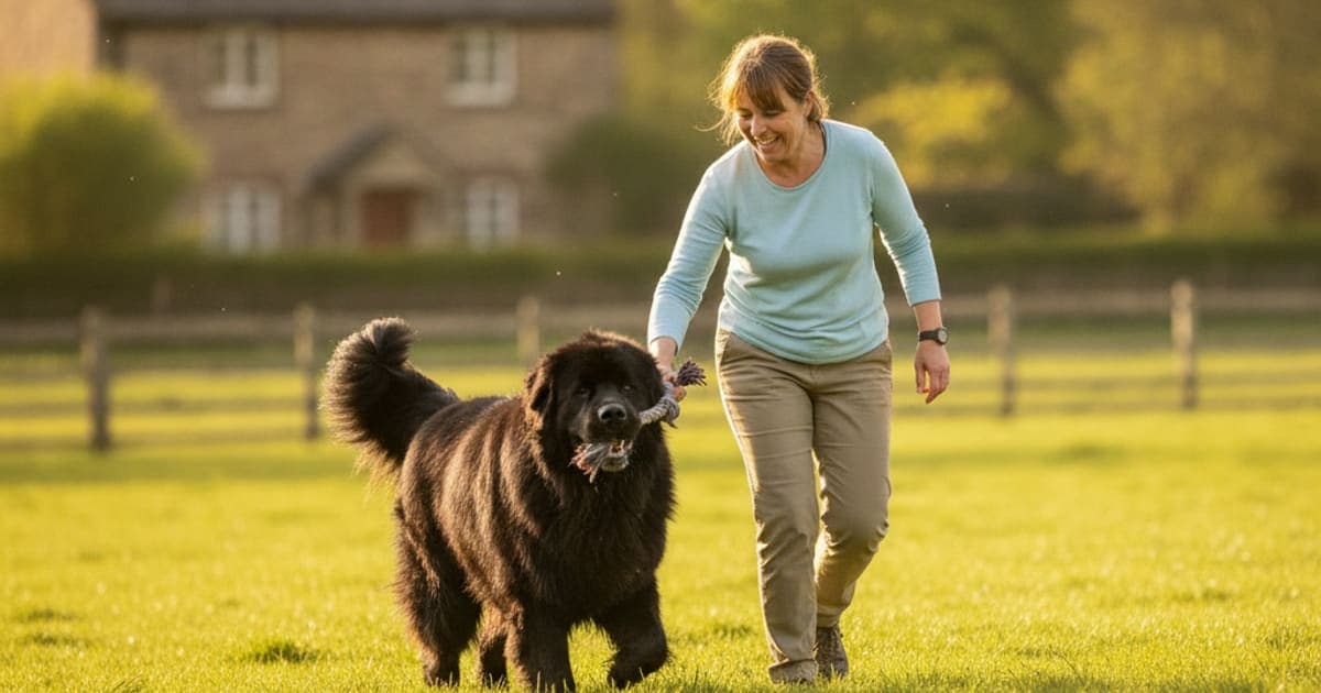 A dog being cared for at home, illustrating joint support for newfoundlands