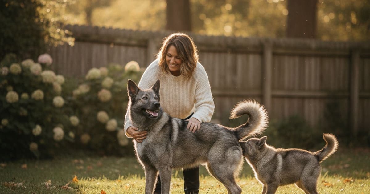 A dog being cared for at home, illustrating joint support for norwegian elkhounds: what helps